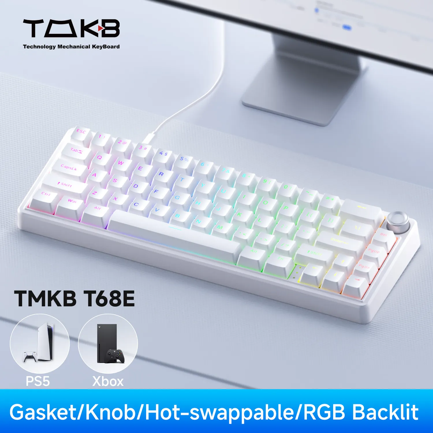 Kemove TMKB T68E tastatura mecanica RGB creamy