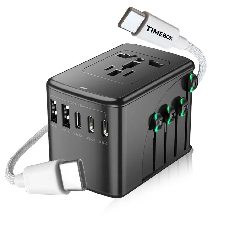 Timebox pachet travel adaptor universal + cablu 66W