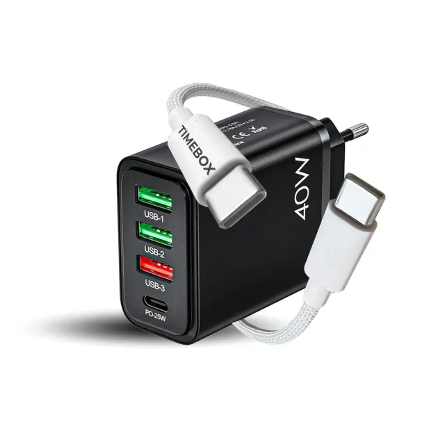 Timebox Incarcator retea 40W 4 porturi Alb fast charge
