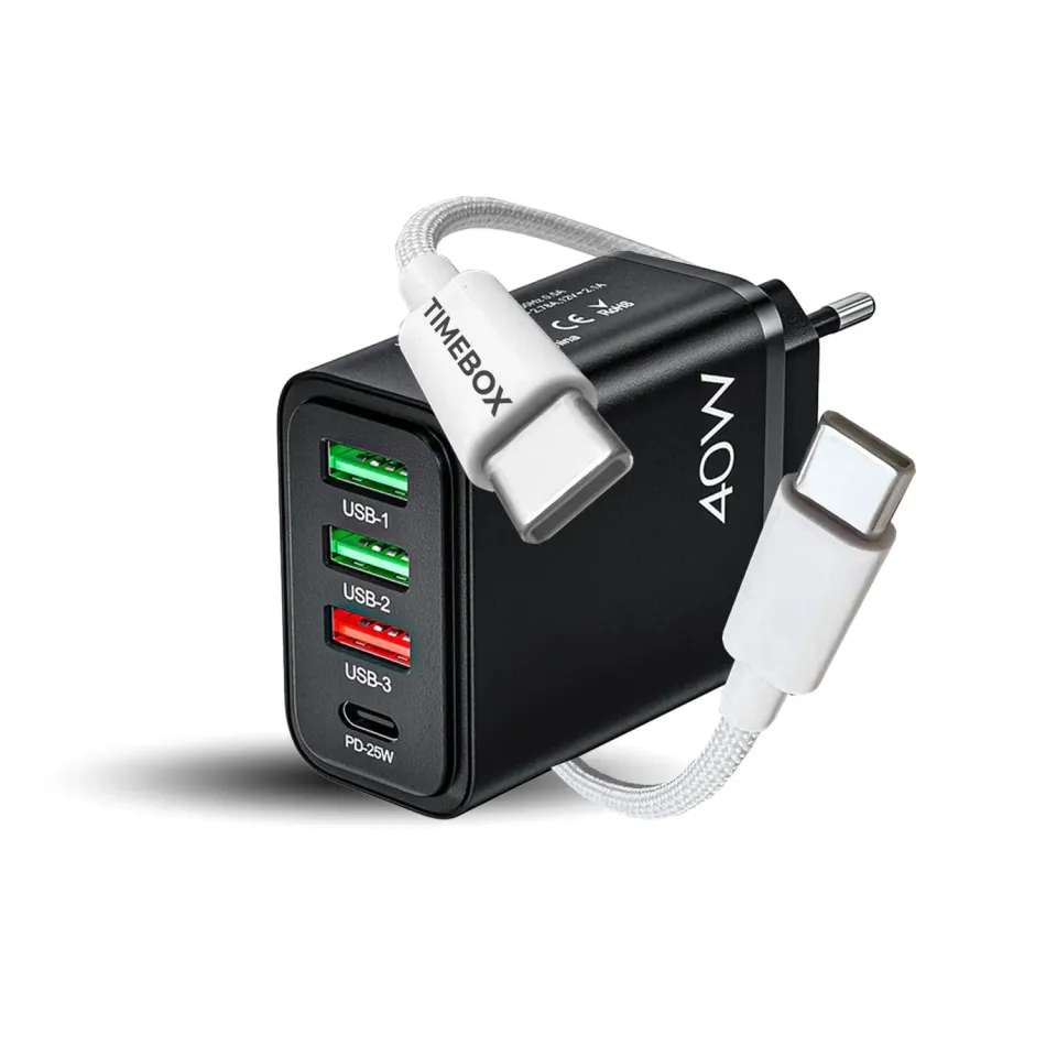 Timebox Incarcator retea 40W 4 porturi Alb fast charge