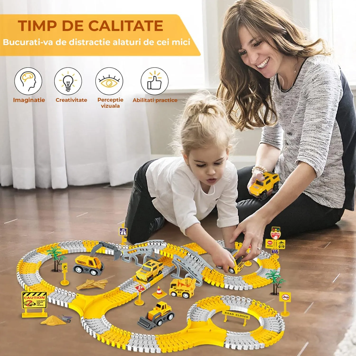 Timebox pista de curse set 260 piese cu 2 masinute