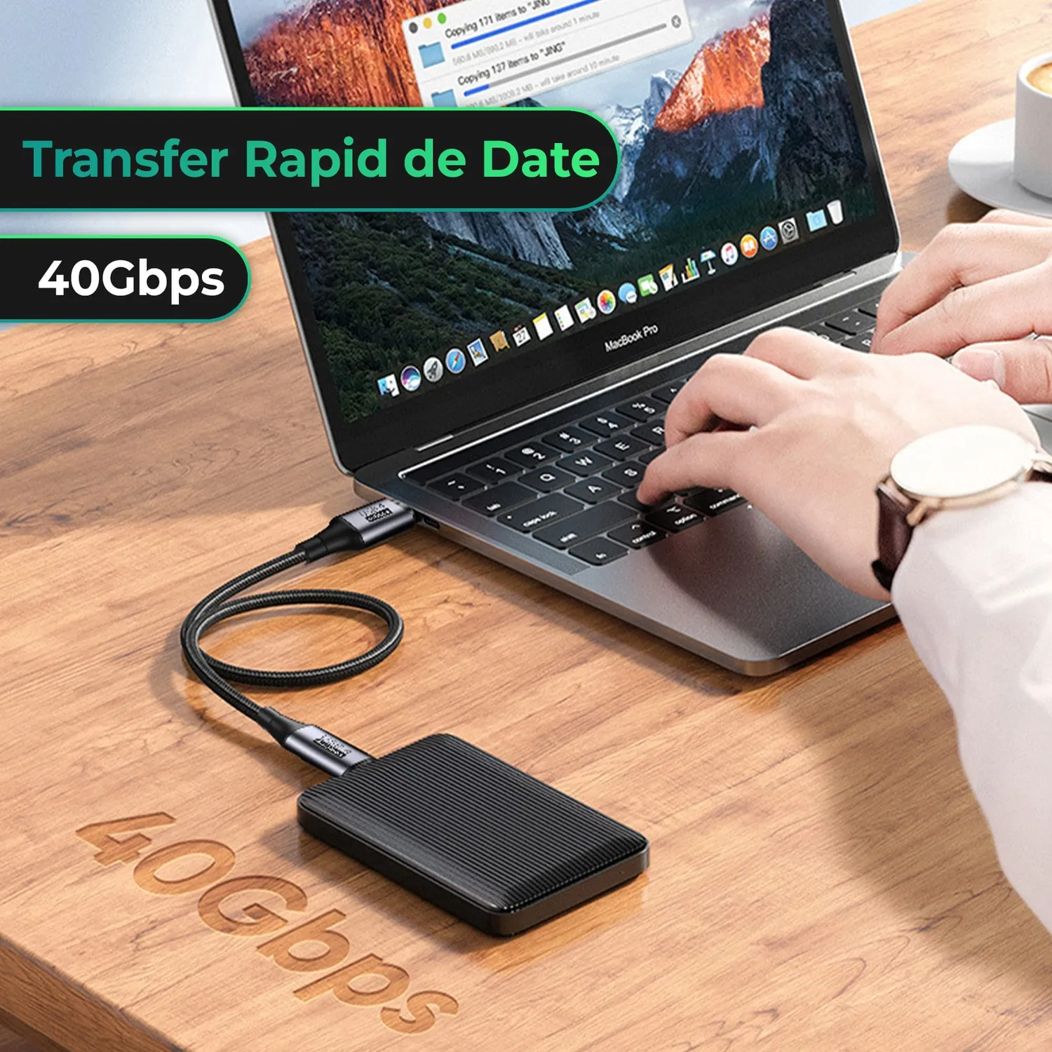 Timebox Cablu Type-C la Type-C 100W 1,2m USB4 10Gbps 4K