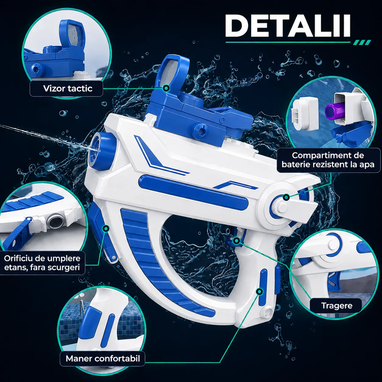 Timebox pistol apa electric alb waterproof vizor tactic