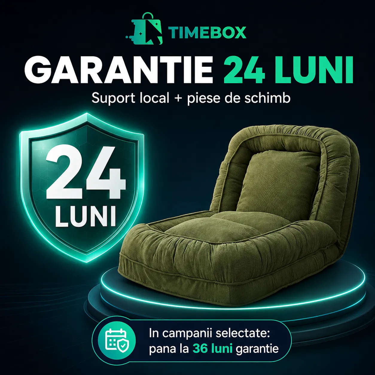 Timebox canapea pliabilă podea 178cm verde cu husă
