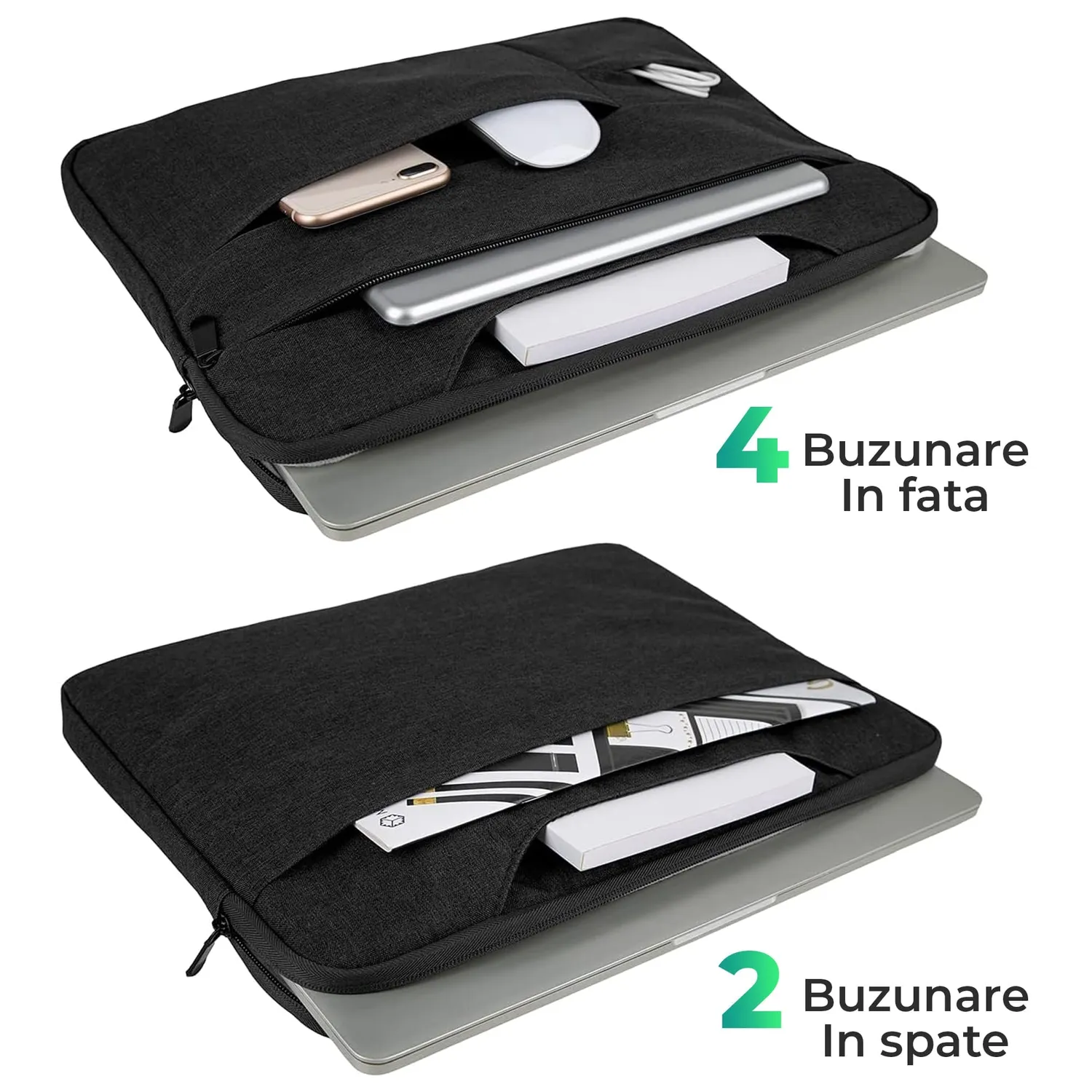 Timebox geanta laptop 13-16 inch neagra impermeabila