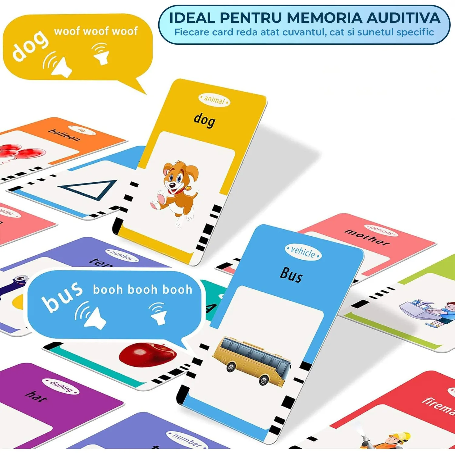 Timebox 255 carti jucarie educativa albastra engleza