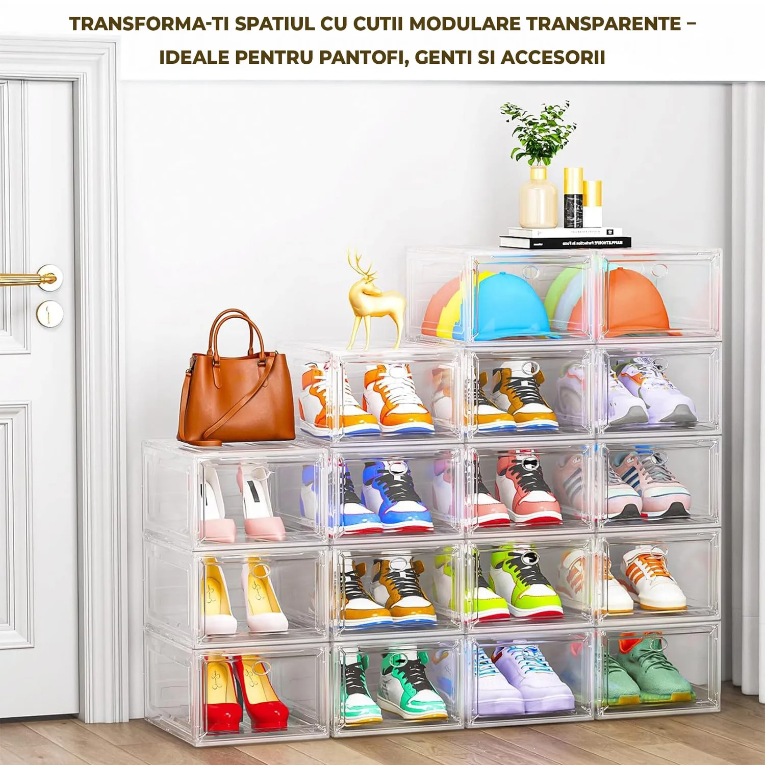 Cutii Timebox set 6 organizator pantofi plastic transparent