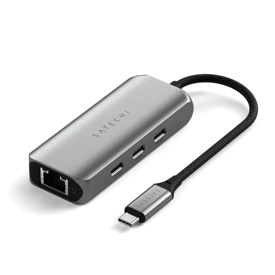 Satechi hub USB-C 4în1 ethernet 2.5Gb viteză mare