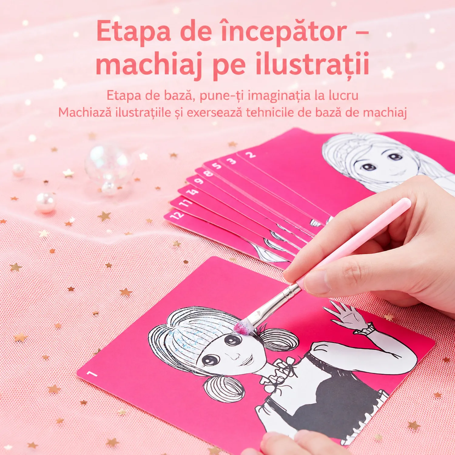 Timebox Castel Muzical XXL masuță machiaj roz cu cosmetice