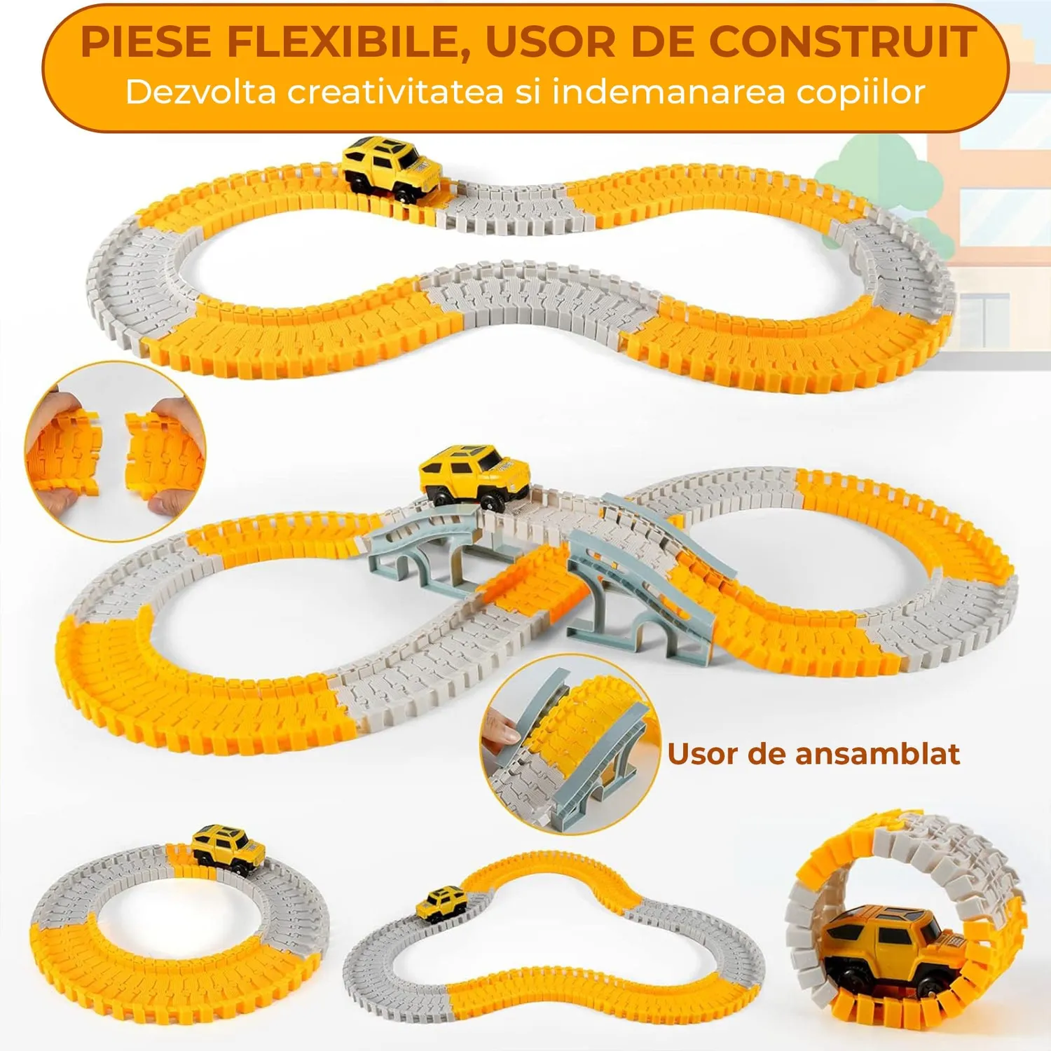 Timebox pista de curse set 260 piese cu 2 masinute
