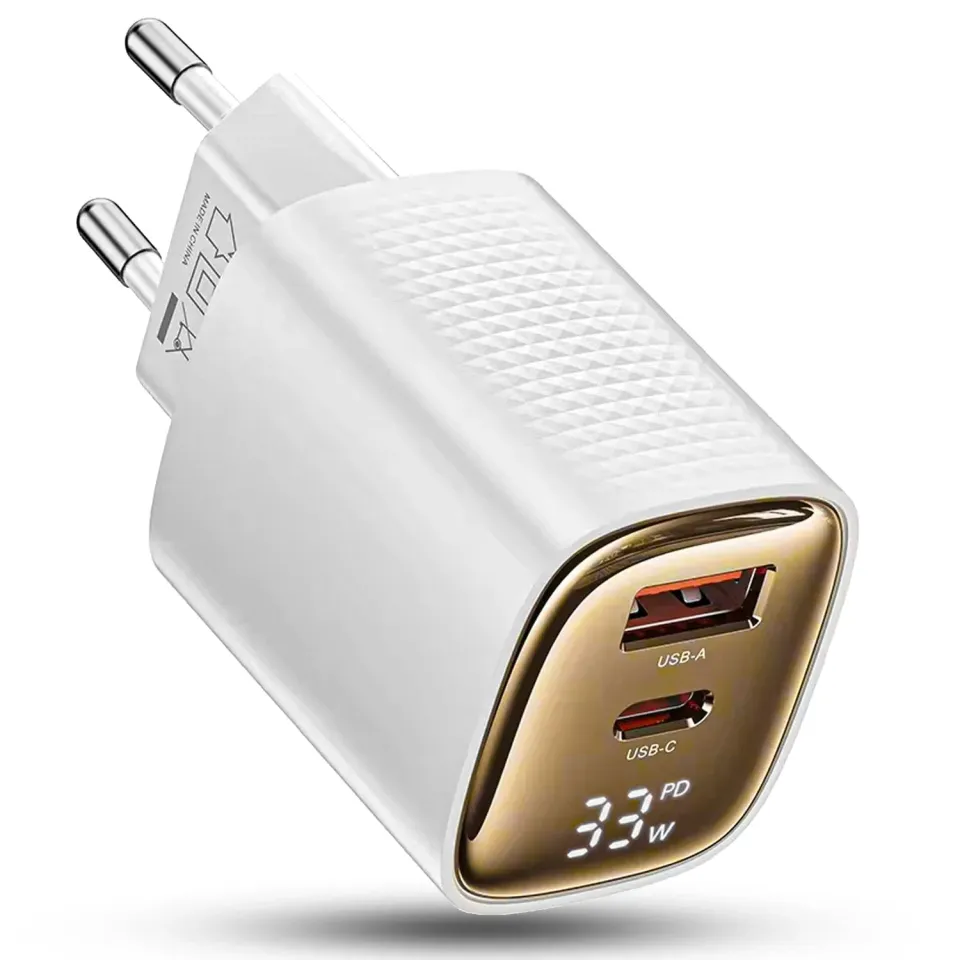 Timebox 33W incarcator retea 2 porturi Type-C USB alb