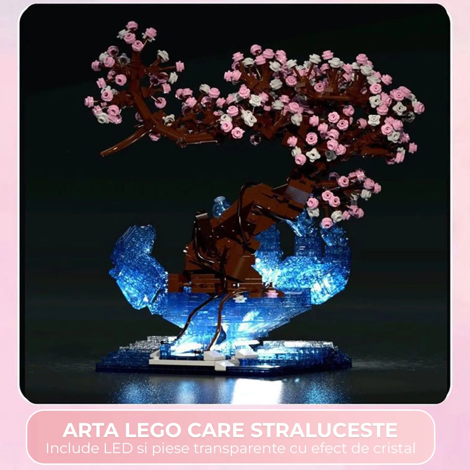 Set construcție 3D Timebox Cherry Blossom LED 1071 piese