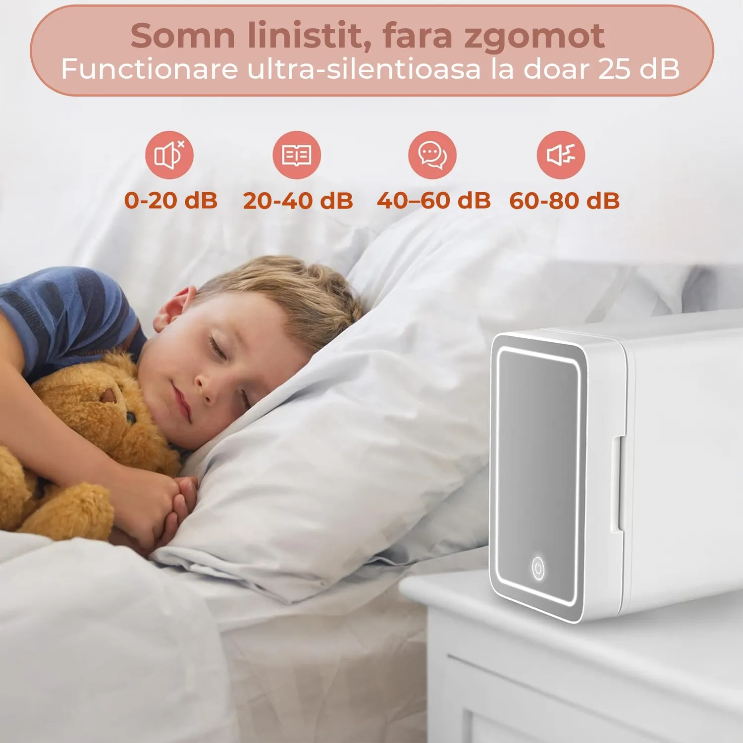 Timebox Mini Frigider Cosmetice 4L cu Oglinda LED Alb