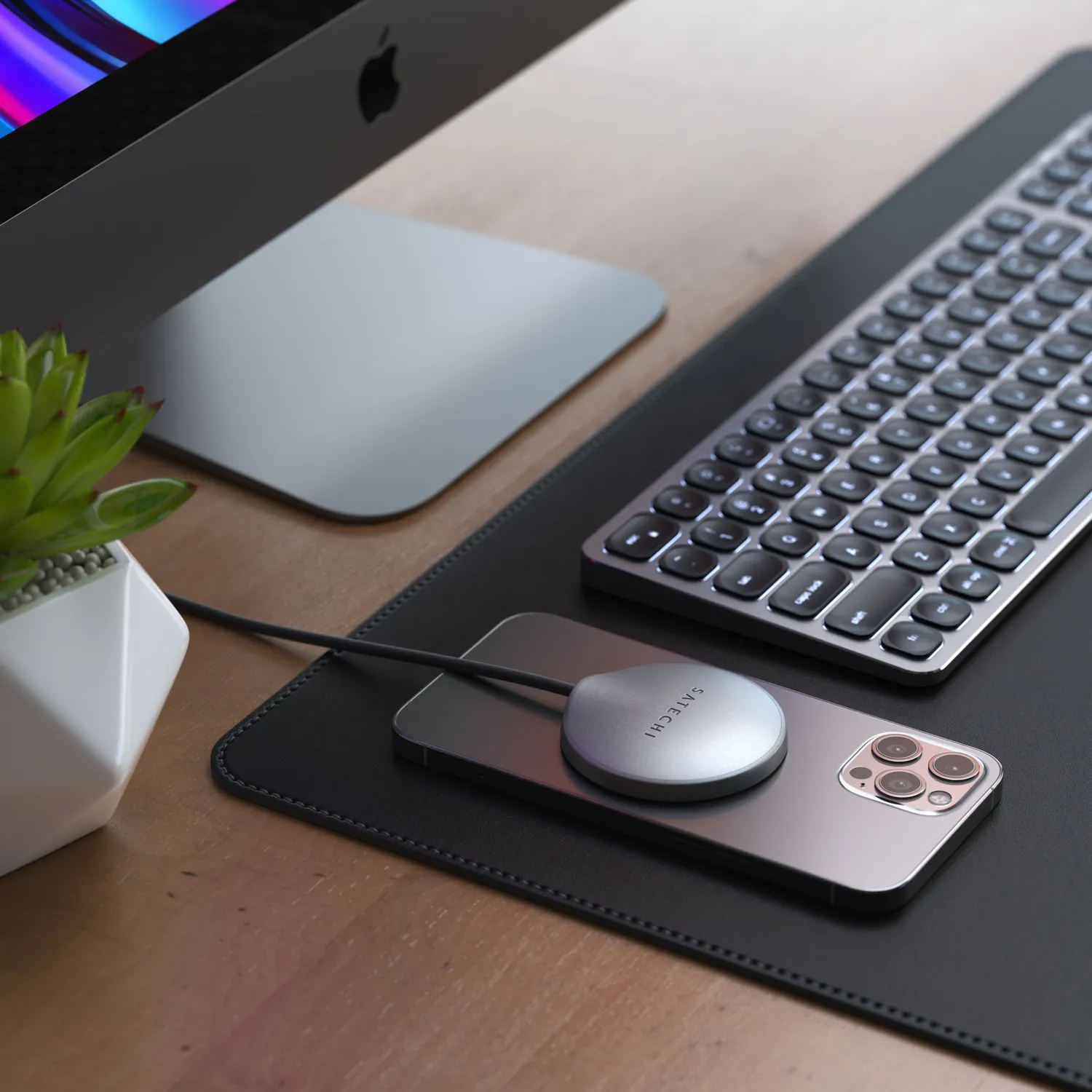 Satechi USB-C Magnetic Wireless Charging Cable cablu gri