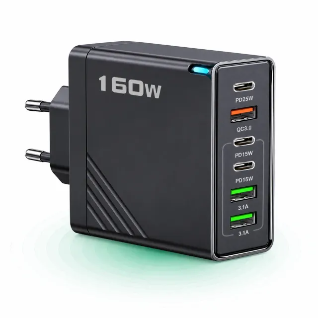 Incarcator retea Timebox 160W cu 6 porturi PD + QC3.0
