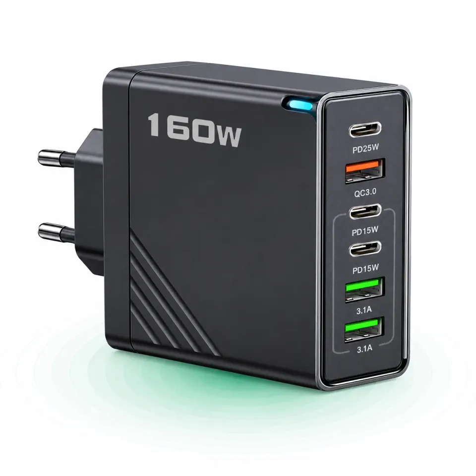 Incarcator retea Timebox 160W cu 6 porturi PD + QC3.0