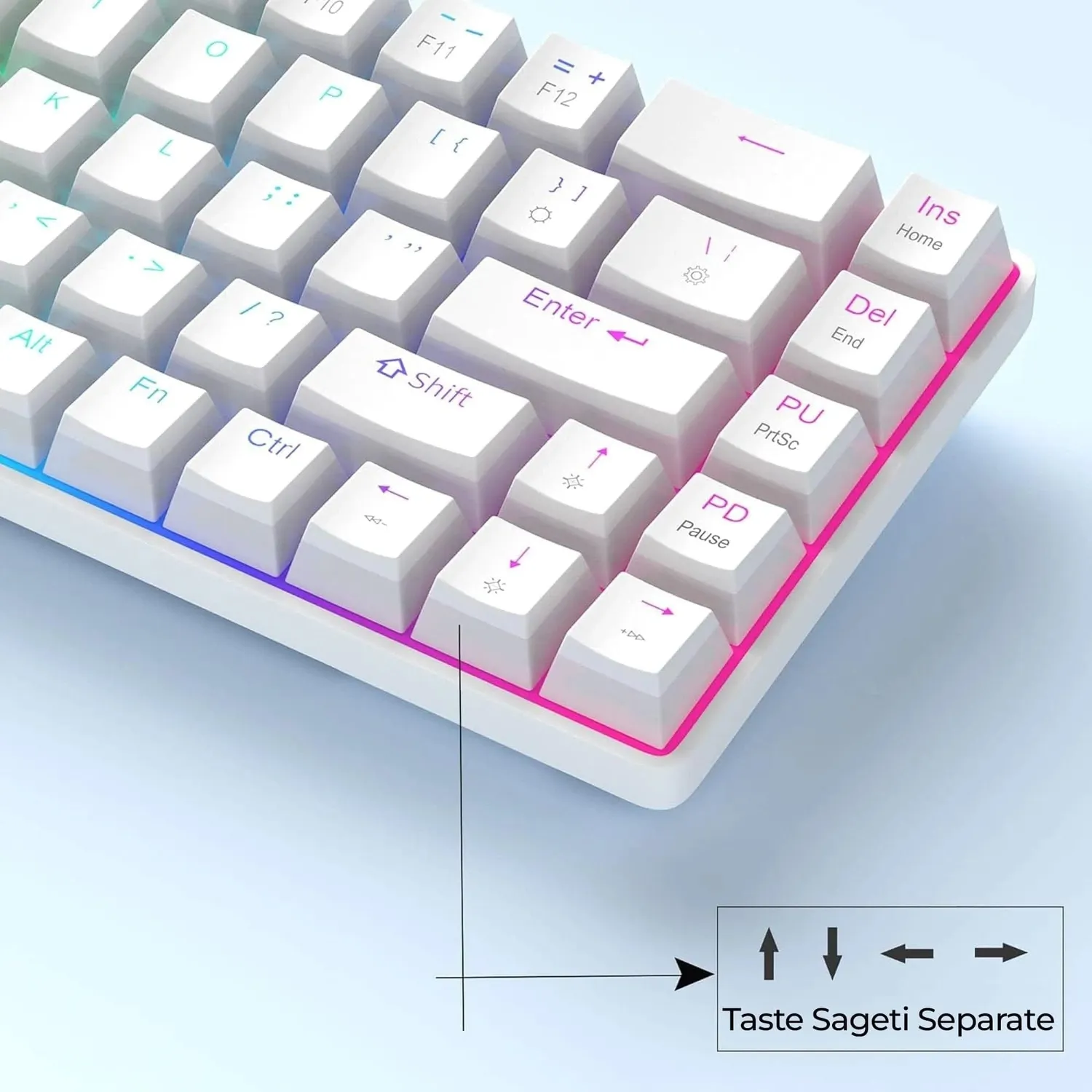 Timebox pachet gaming 60% wireless alb Red Switch tastatura+mouse