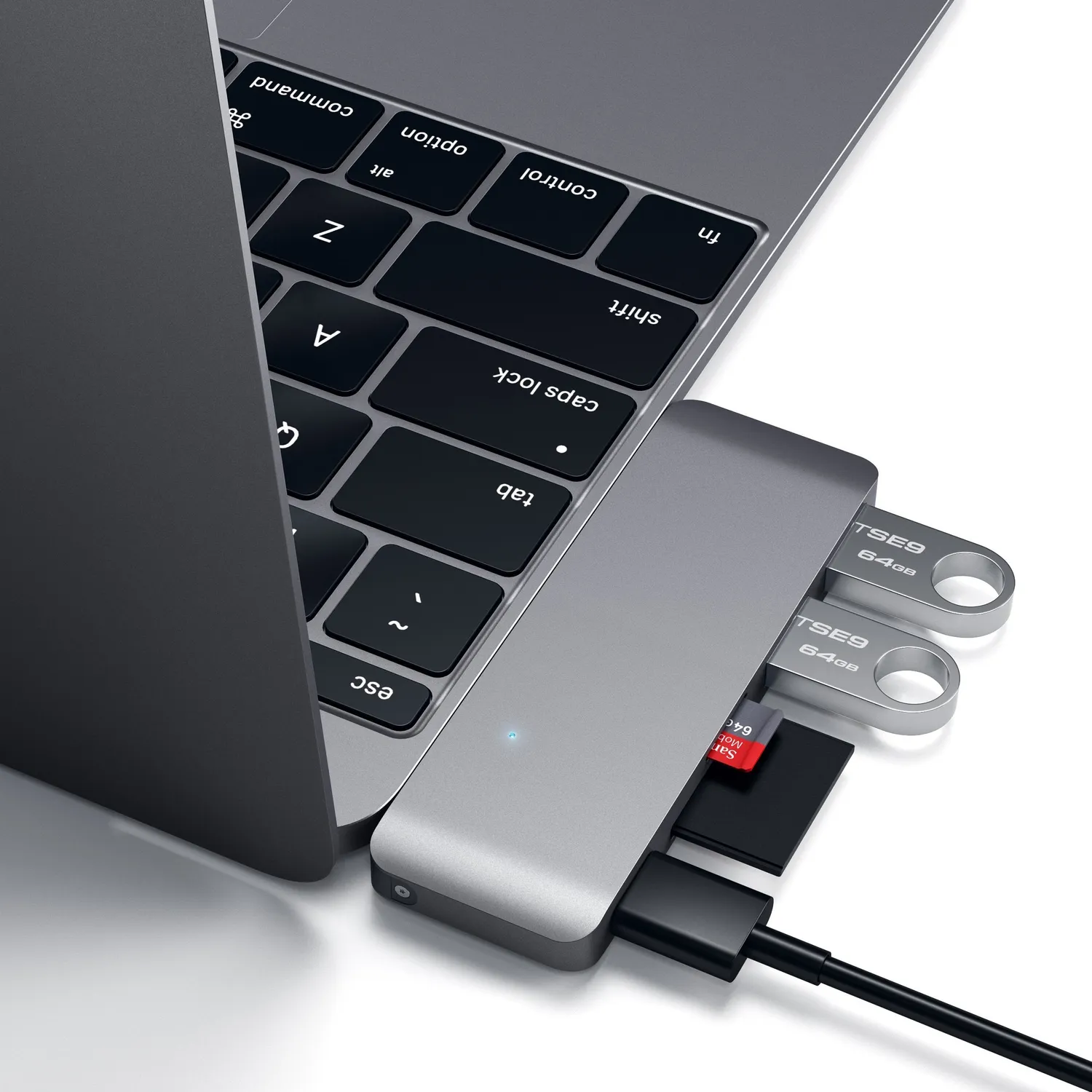 Satechi Type-C Pass-Through hub USB-C gri spatial