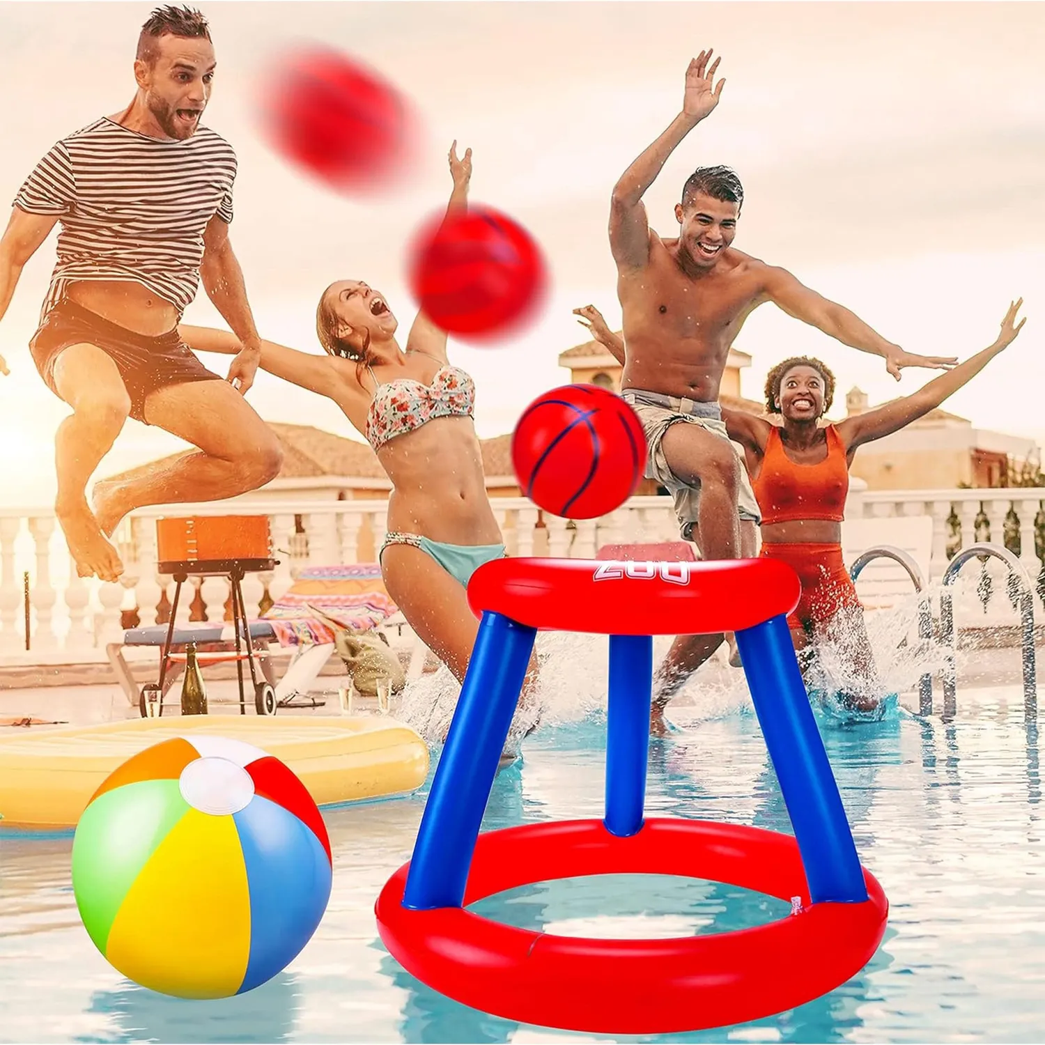 Timebox Set 3 în 1 Jocuri Gonflabile Piscină Multicolor 6 Piese