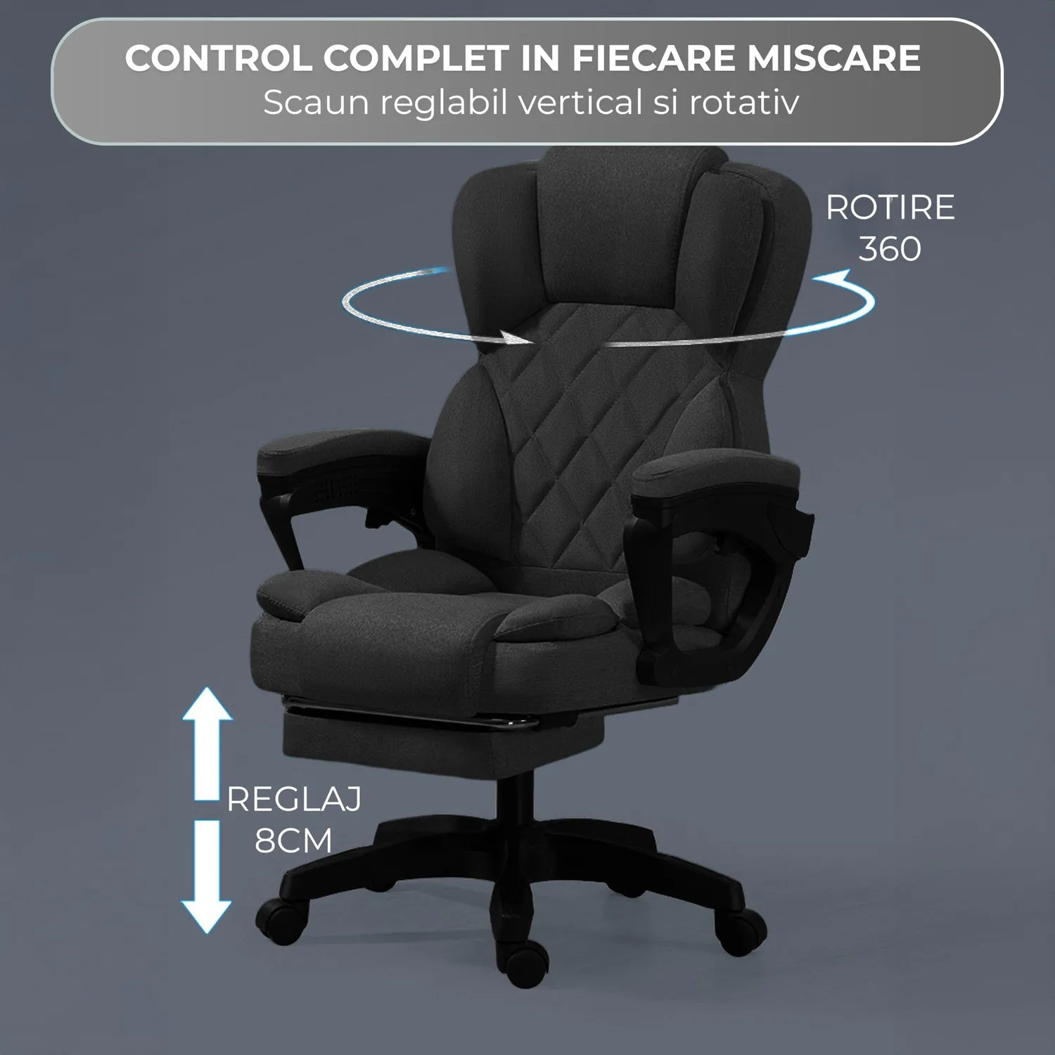 Timebox 125 scaun birou masaj negru cu footrest
