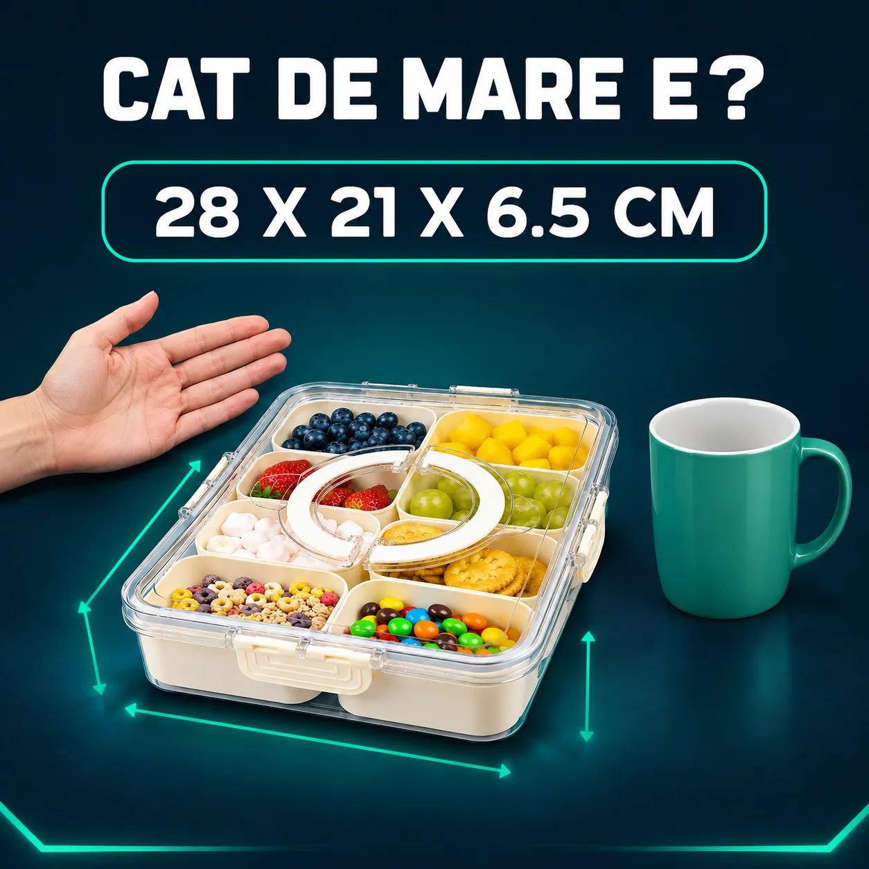 Timebox cutie pranz 8 compartimente bej 800-1000ml etansa