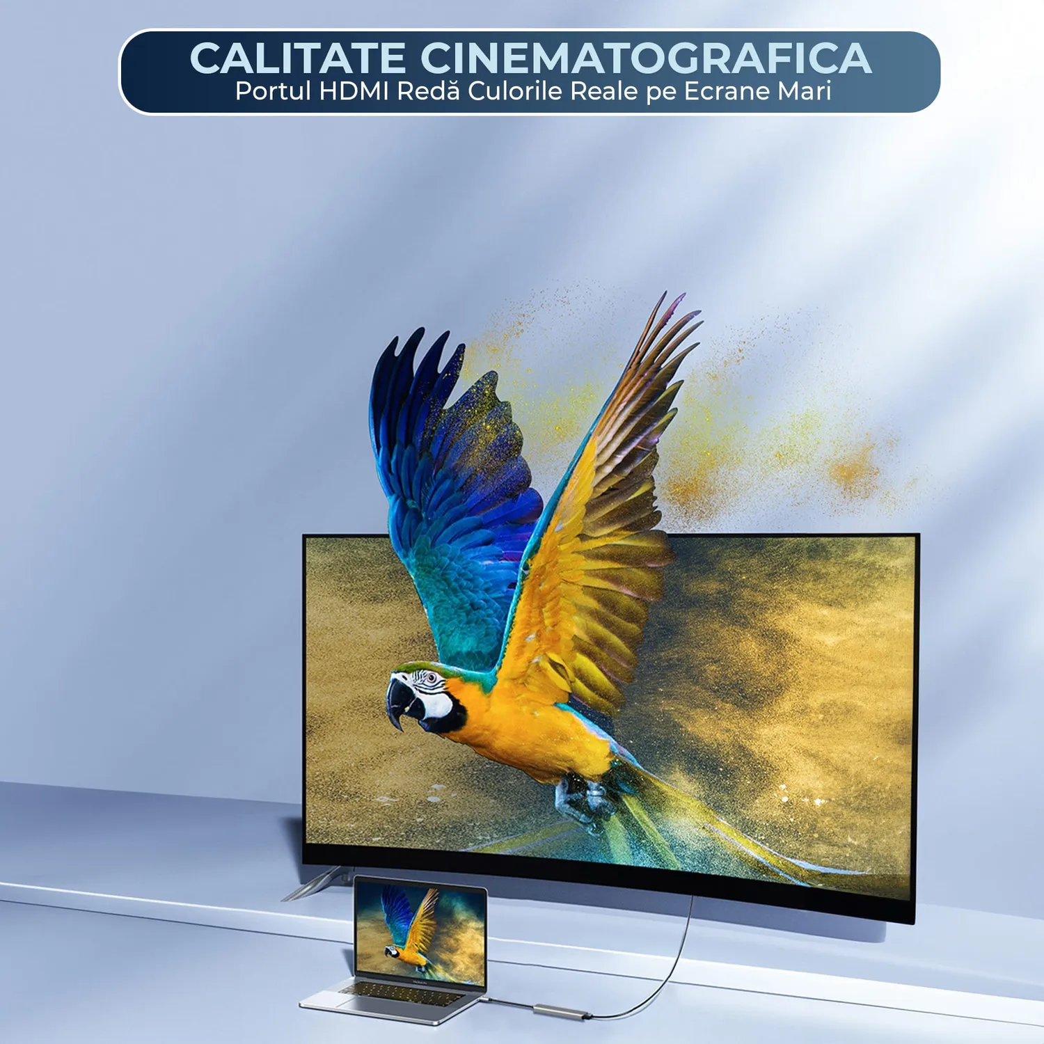 Timebox Hub USB 7 în 1 Type-C argintiu cu HDMI 4K