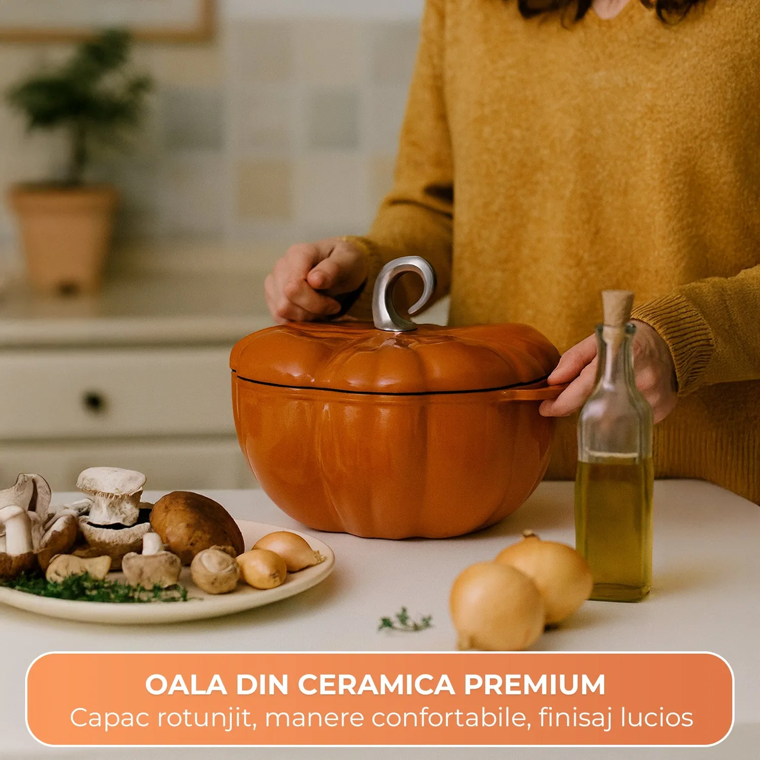 Timebox oala dovleac emailata 25cm 3.7L portocaliu