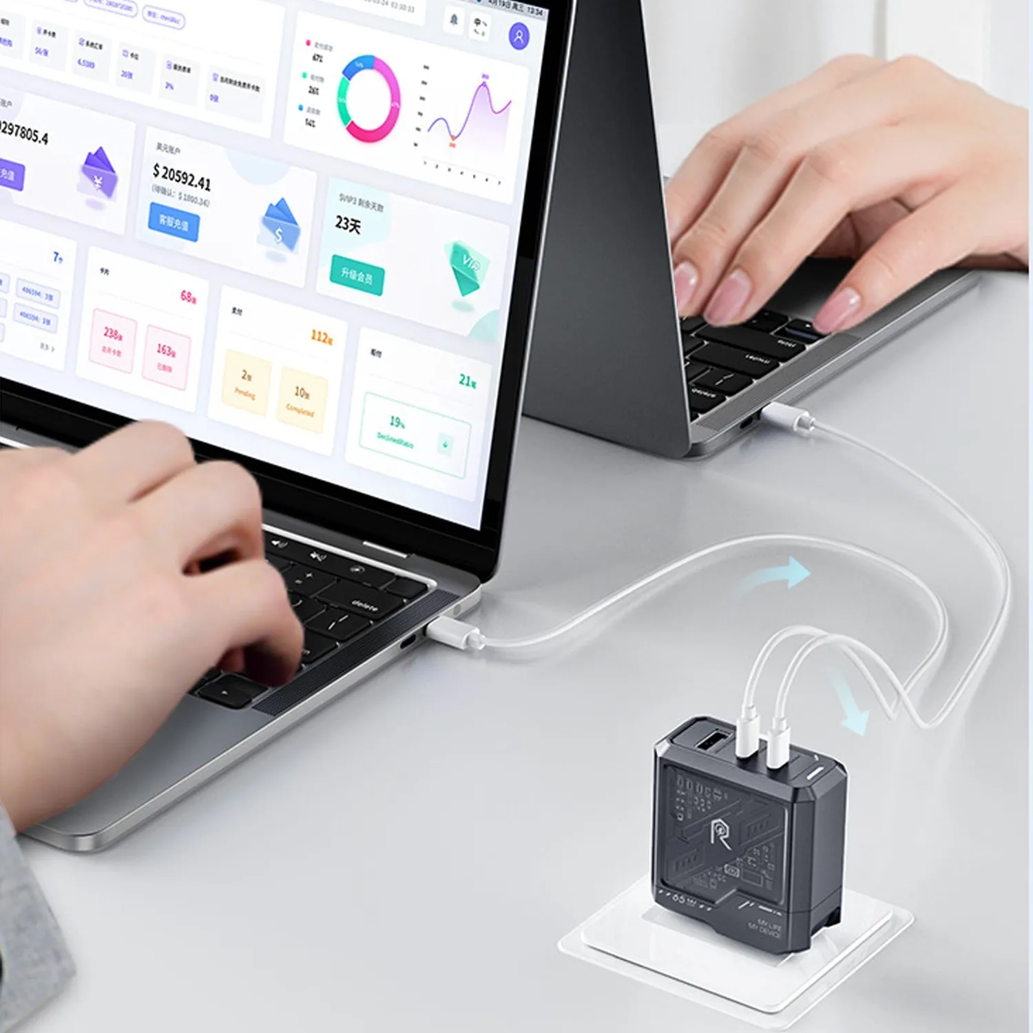 Timebox 65W 3 Porturi încărcător rețea negru fast charge