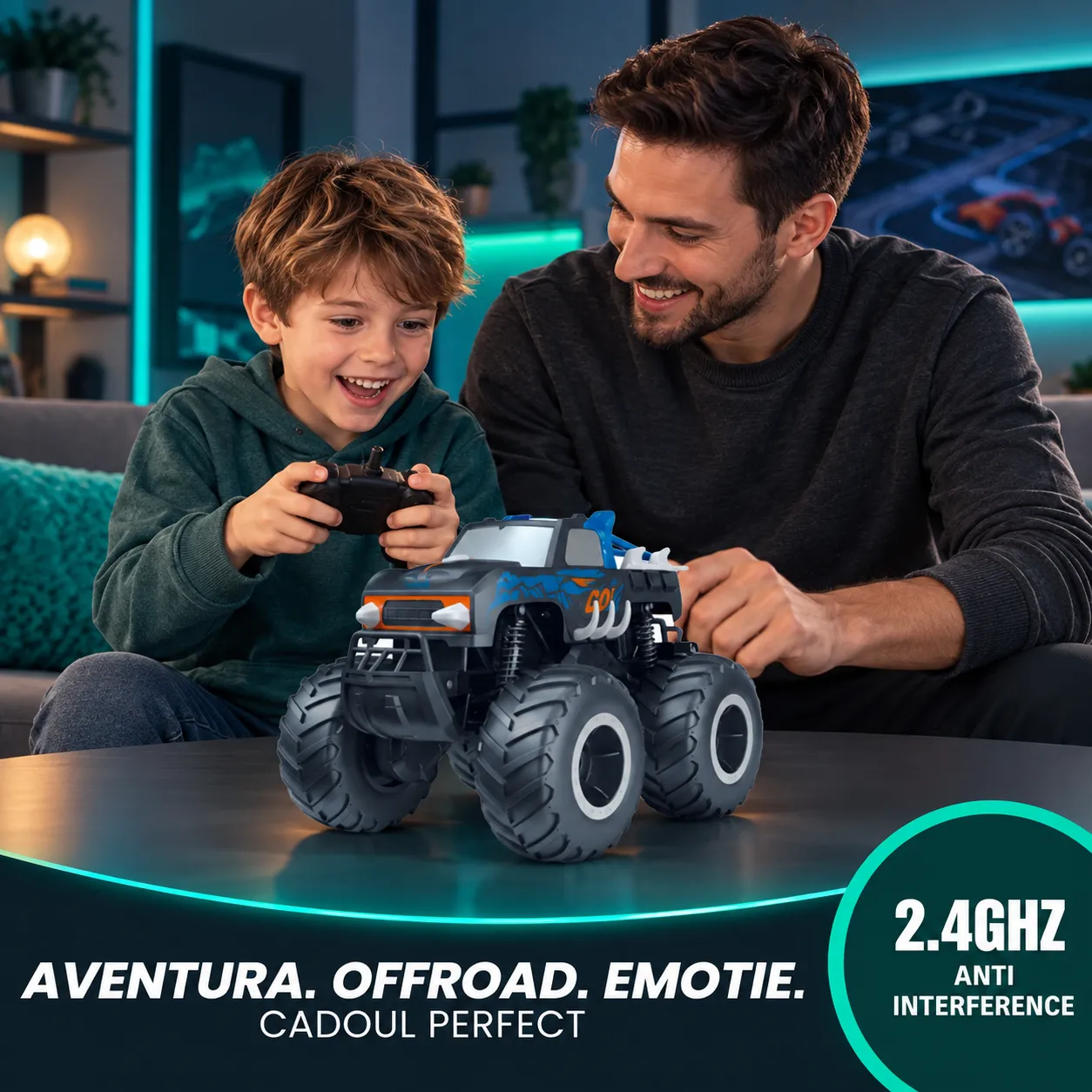 Timebox 1:16 masinuta RC 4x4 Monster Truck negru-albastru