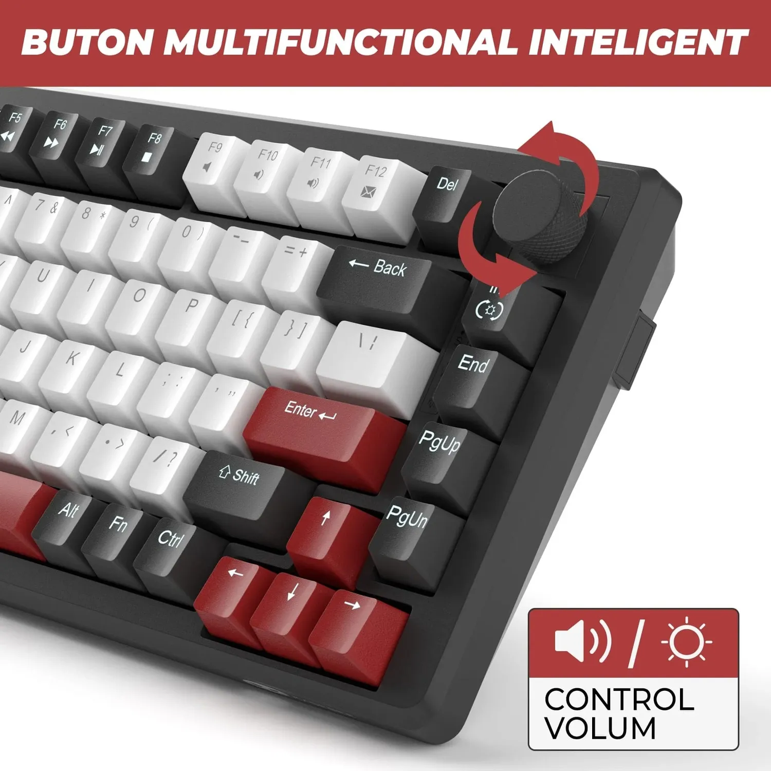 Timebox tastatura mecanica gaming 75% Red Switch LED 83 negru