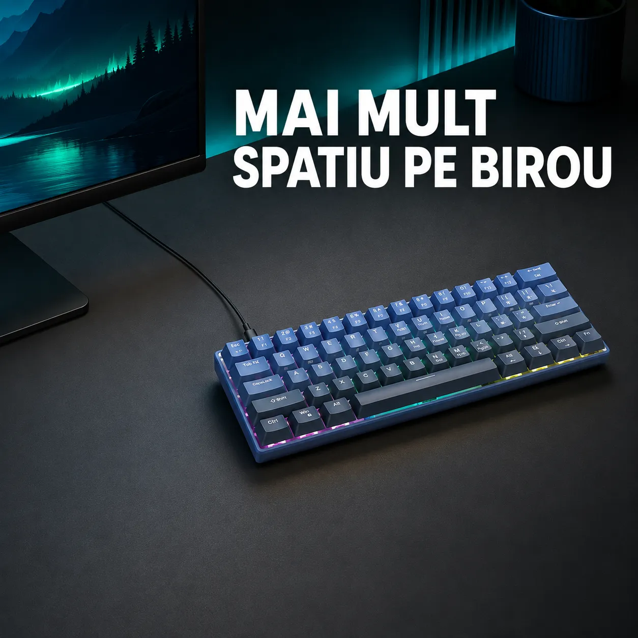 Timebox 61 taste tastatura mecanica albastra PBT