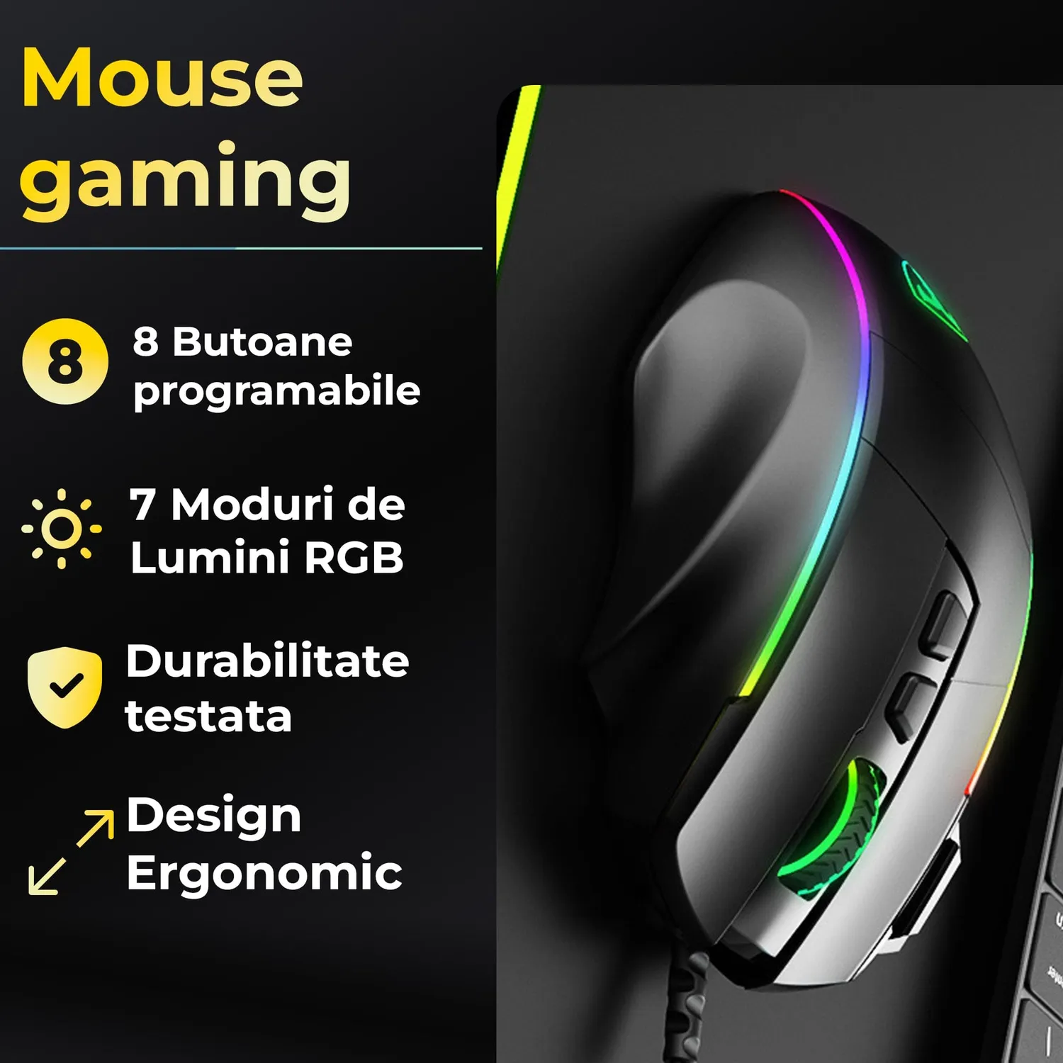 Timebox Pachet Mouse Gaming 5000 DPI + Mousepad 30x24