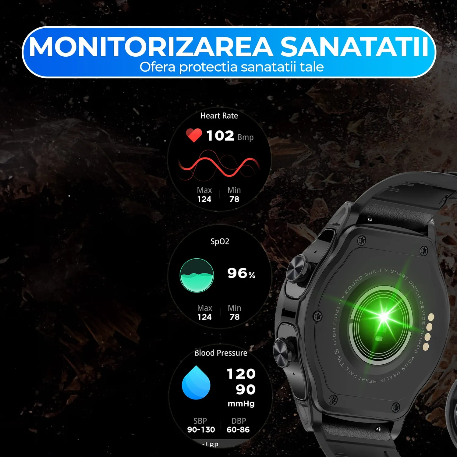 Timebox Smartwatch cu Casti Bluetooth NFC Fitness