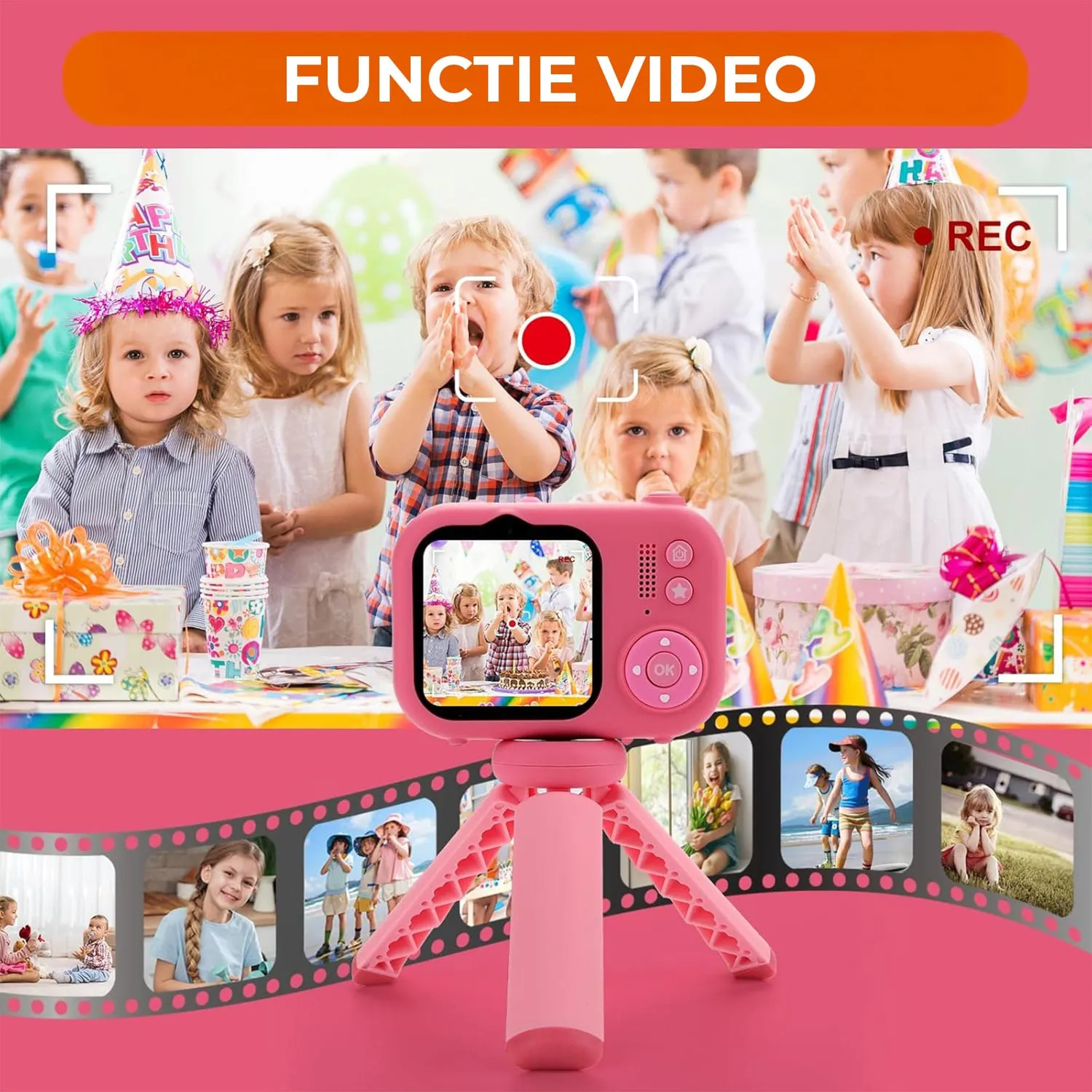 Timebox Camera Video Copii 1080P Roz 32GB Selfie