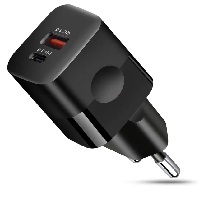 Timebox 20W incarcator retea negru 2 porturi