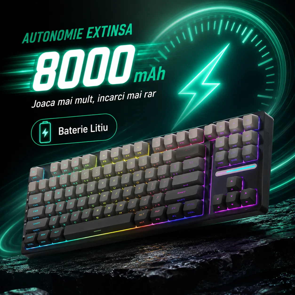Timebox 80% Hot-Swap Gasket tastatură gaming wireless silențioasă