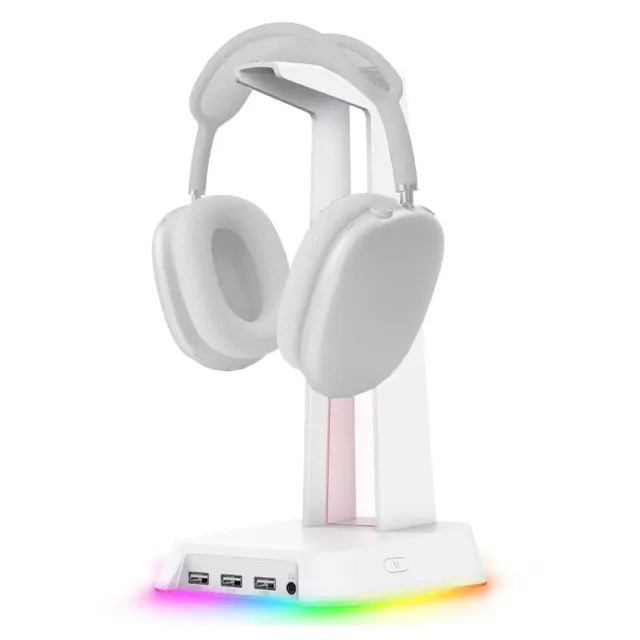 Timebox suport casti gaming RGB alb cu USB anti-slip