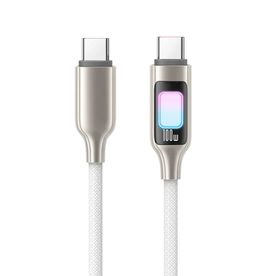 Timebox 100W cablu USB-C bej 1,2m LED nylon
