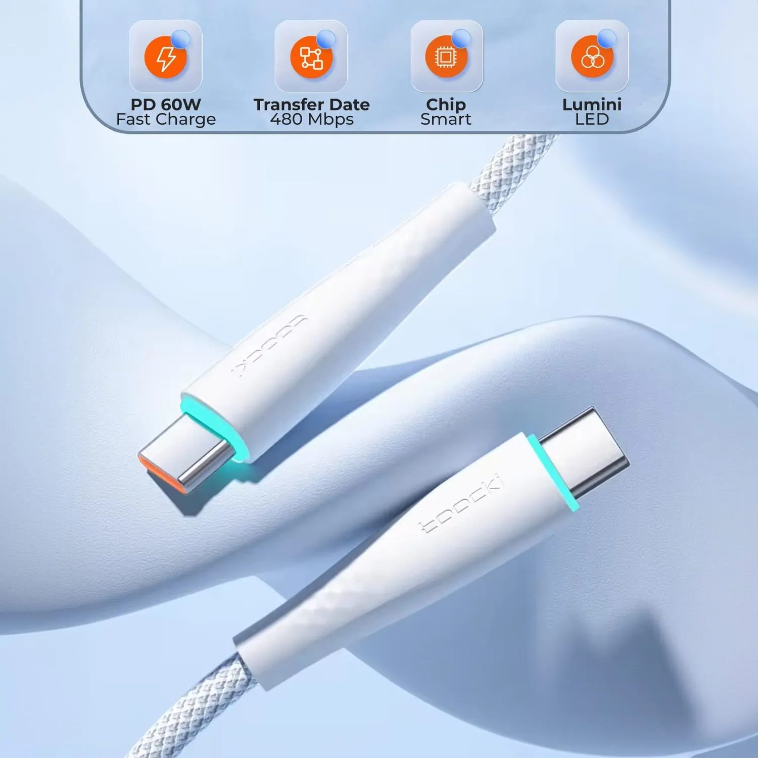Timebox Cablu USB-C-Type-C 60W 2m Alb