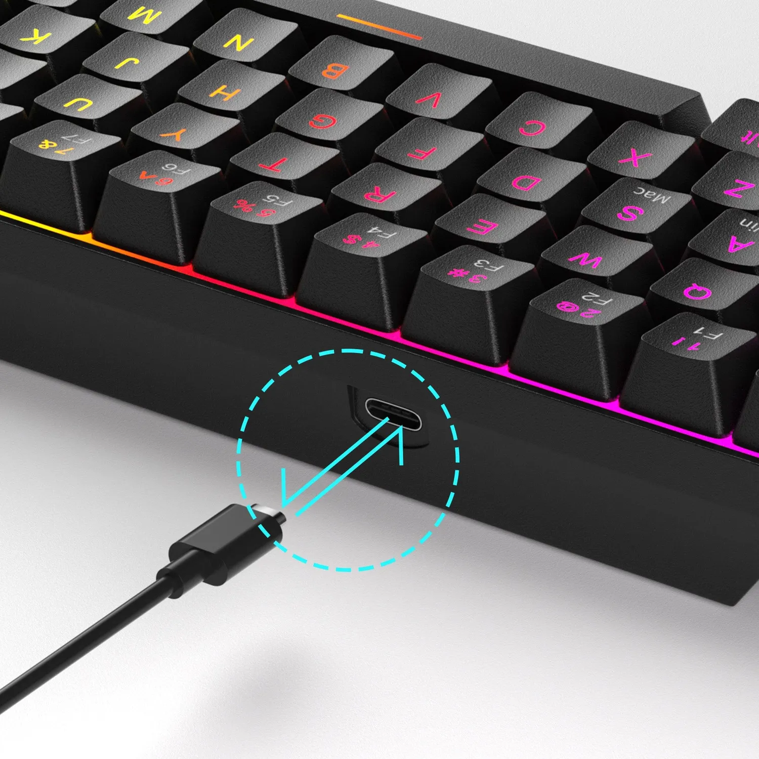 Timebox 60% tastatura mecanica gaming RGB Negru Anti-Ghosting