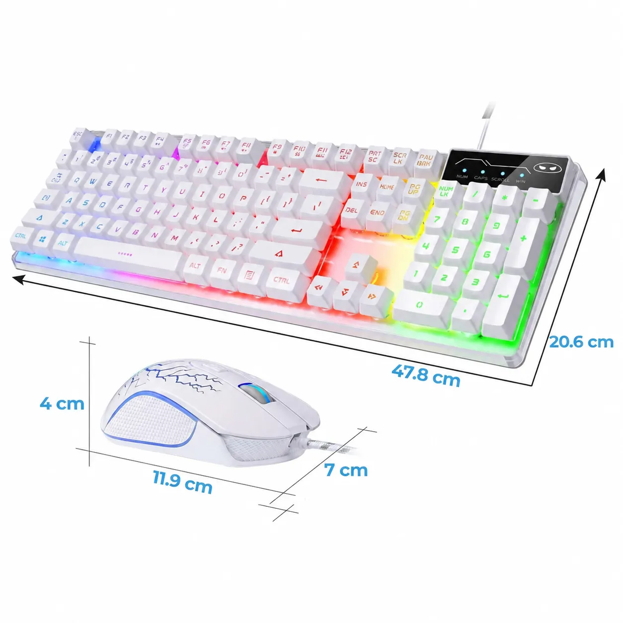 Timebox kit tastatura mouse gaming RGB alb 104 taste
