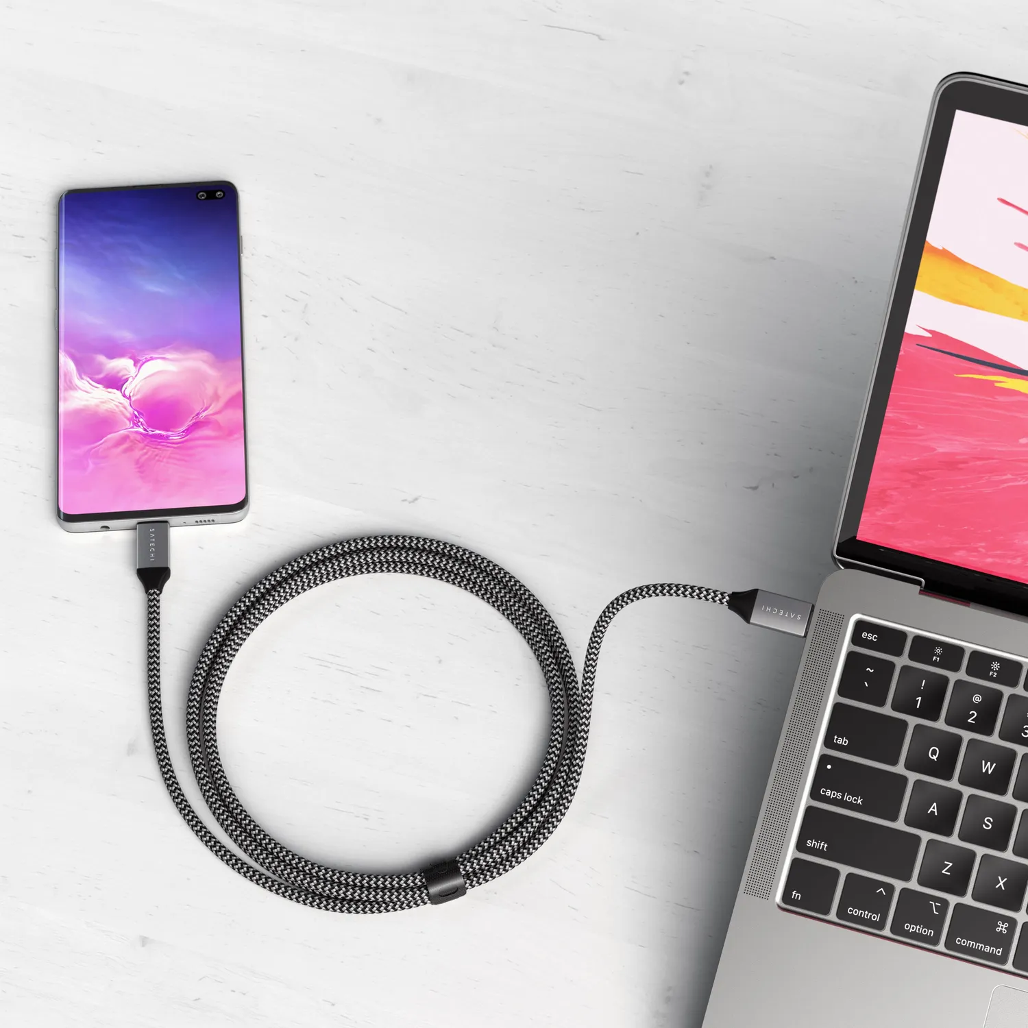 Satechi cablu incarcare USB-C la USB-C 100W Space Gray
