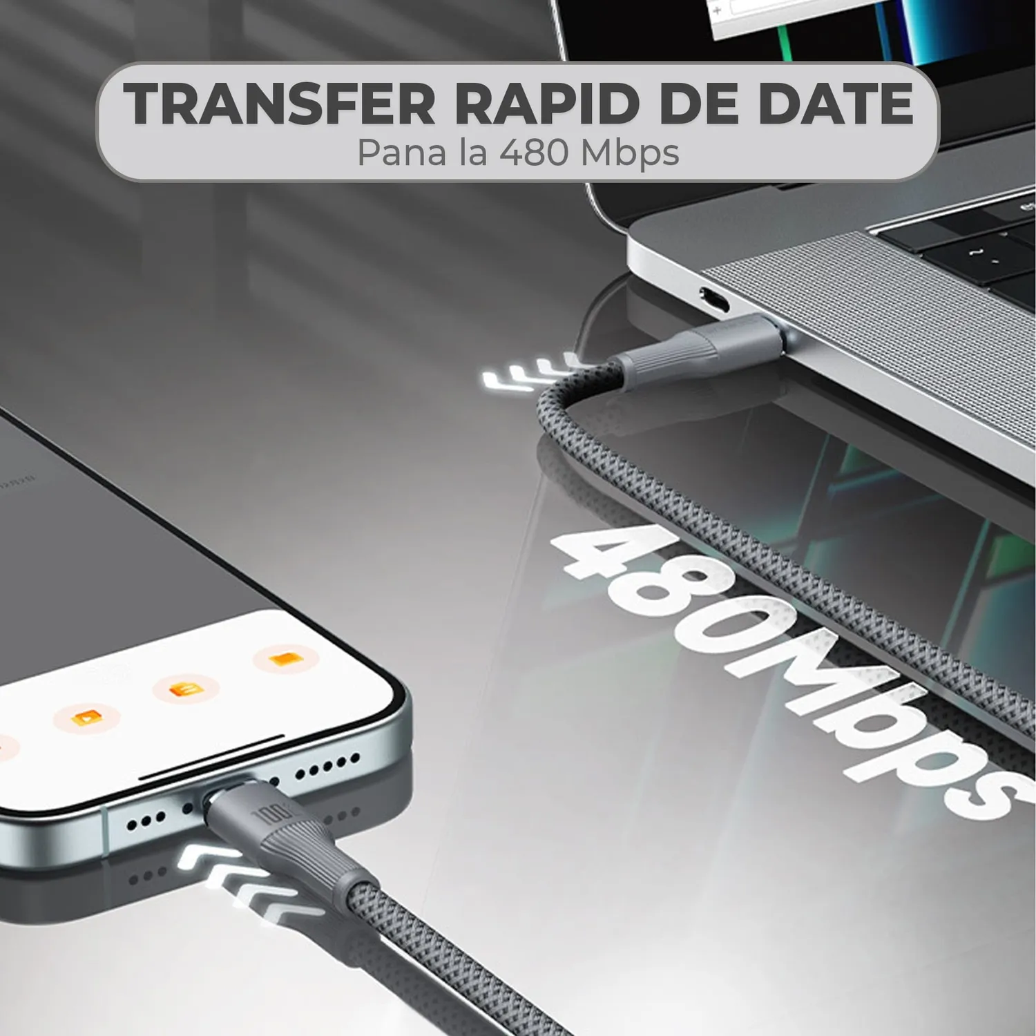 Timebox cablu USB-C 100W 2m negru transfer date