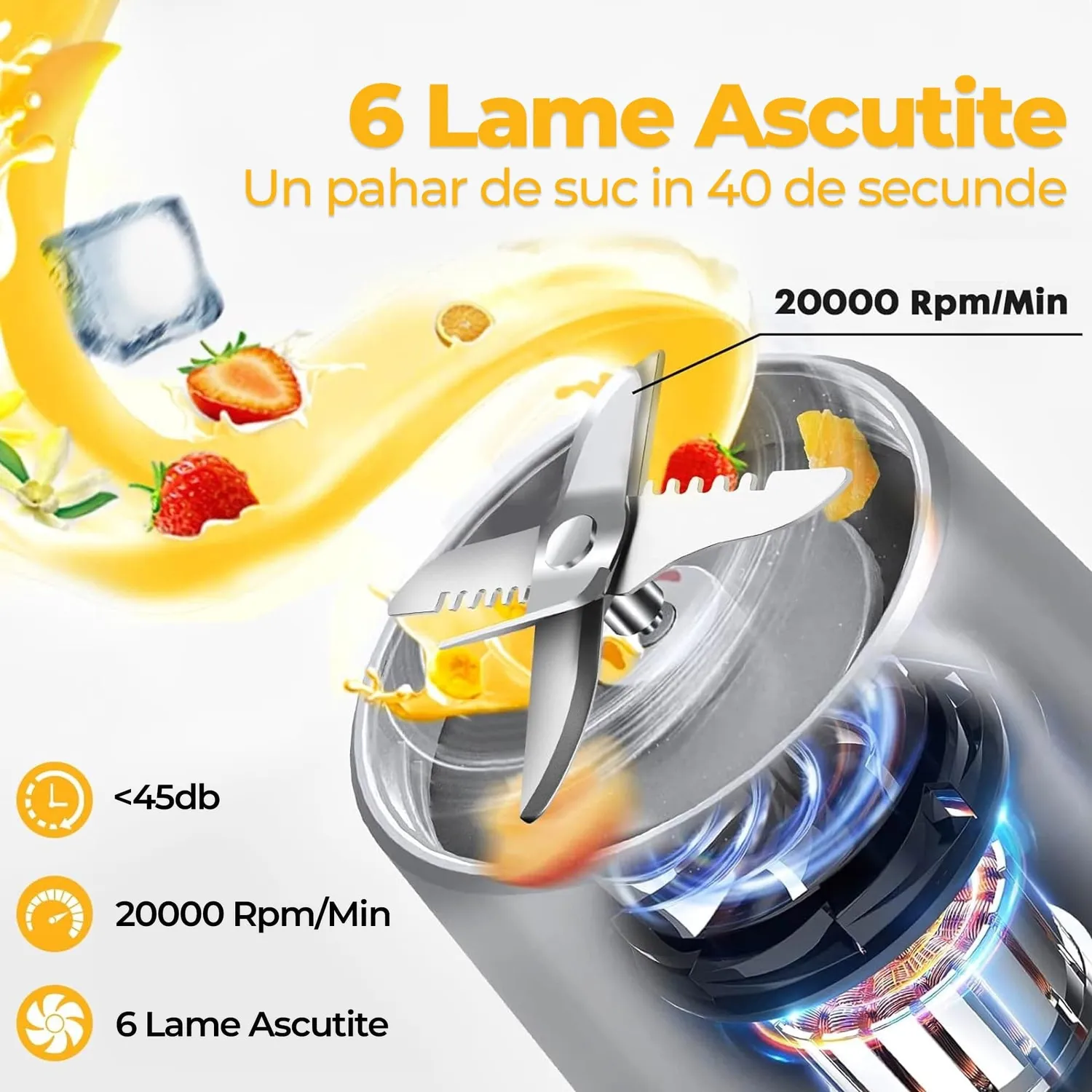 Timebox Mini blender electric portabil 470ml negru 4000mAh