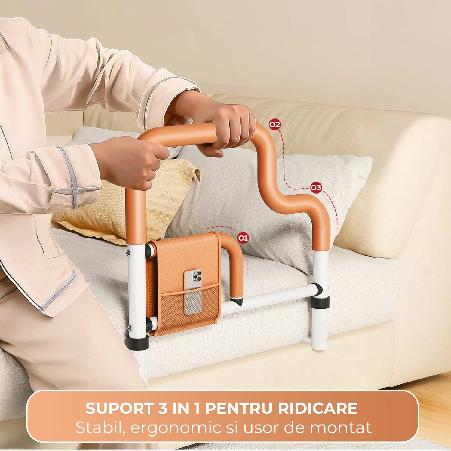 Timebox U-Shape suport pat reglabil portocaliu antiderapant
