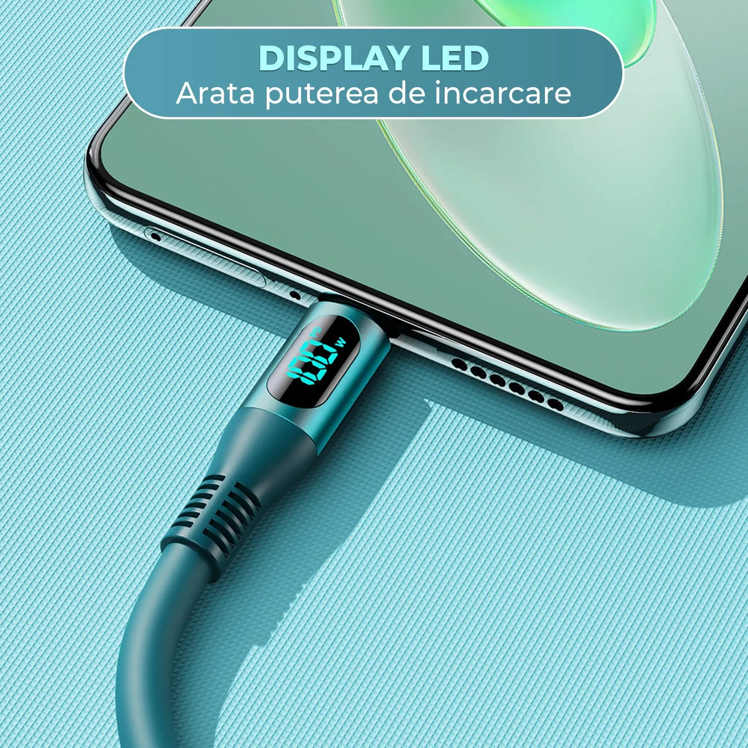 Timebox 100W cablu USB-C turcoaz 1,2m