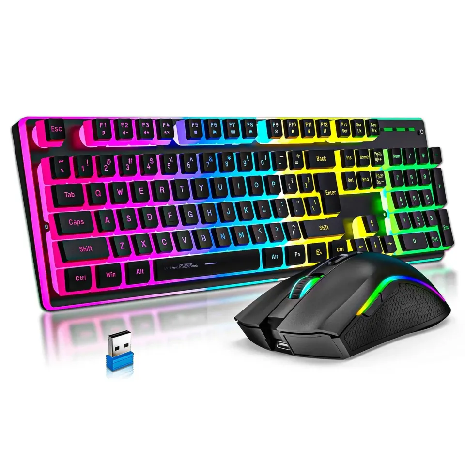 Timebox Kit Tastatura Wireless RGB plus Mouse Negru