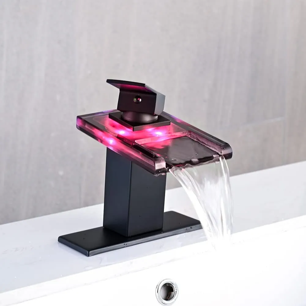 Baterie chiuveta Timebox cascada LED negru mat