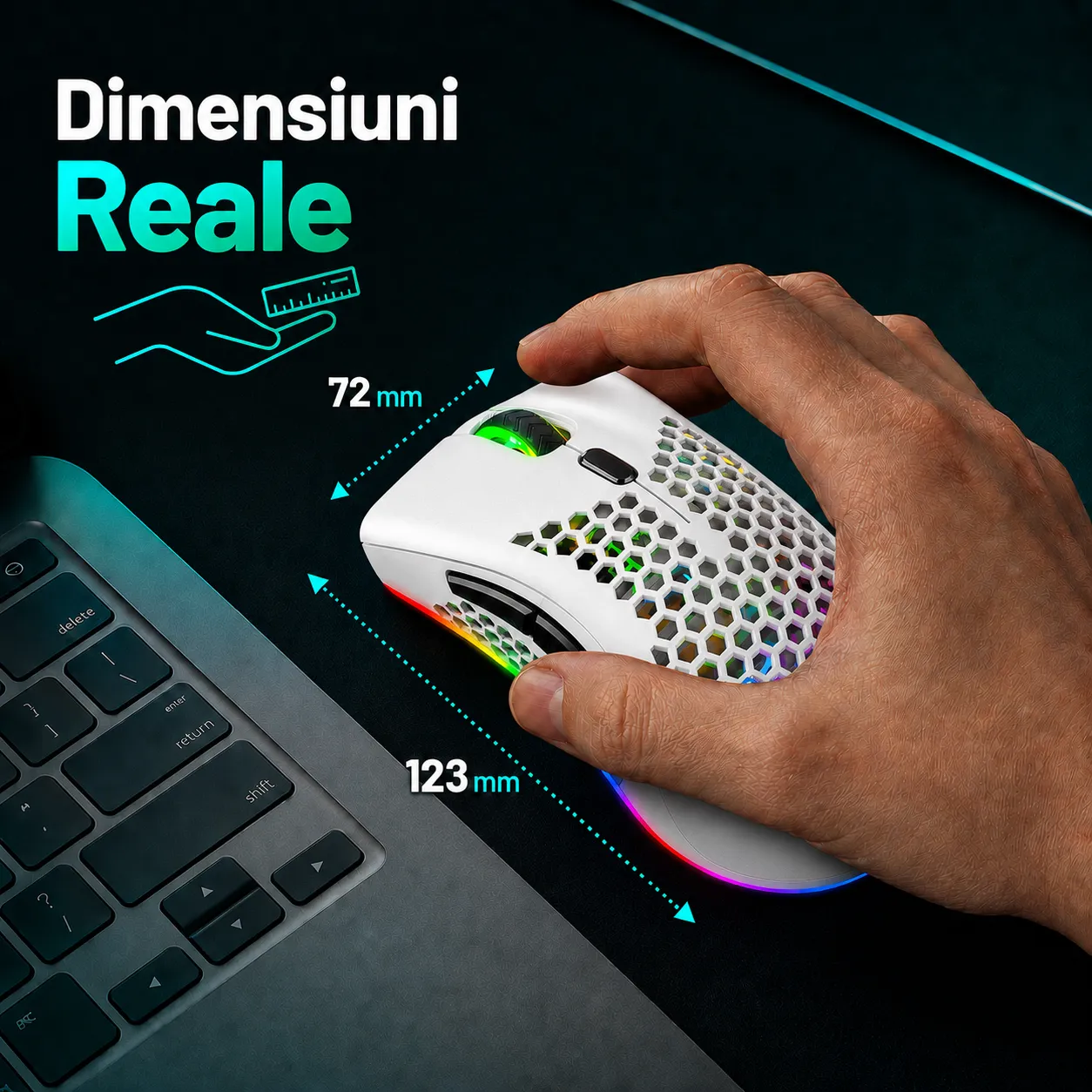 Timebox mouse gaming wireless alb 95g RGB FastCharge