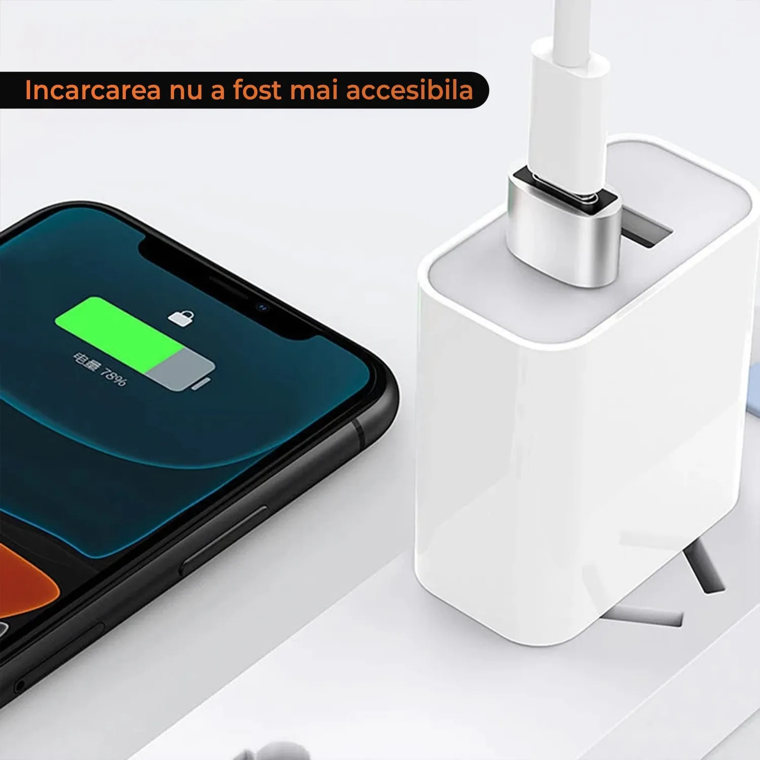Timebox USB-C la USB adaptor OTG negru fast charging